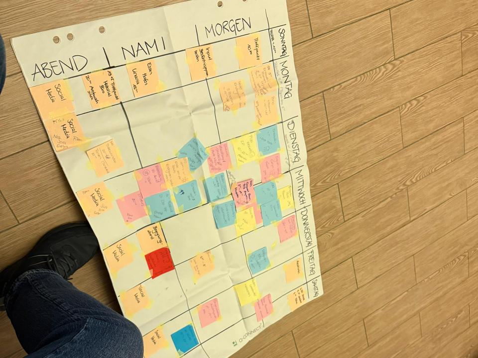 Wocheneinsatzplan, wie er von Tag zu Tag wäschst und mehr Zetteli bekam