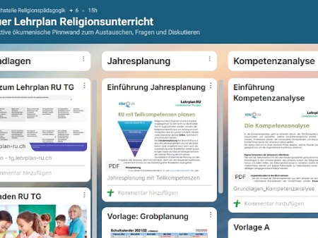 Padlet: "Neuer Lehrplan Religionsunterricht"